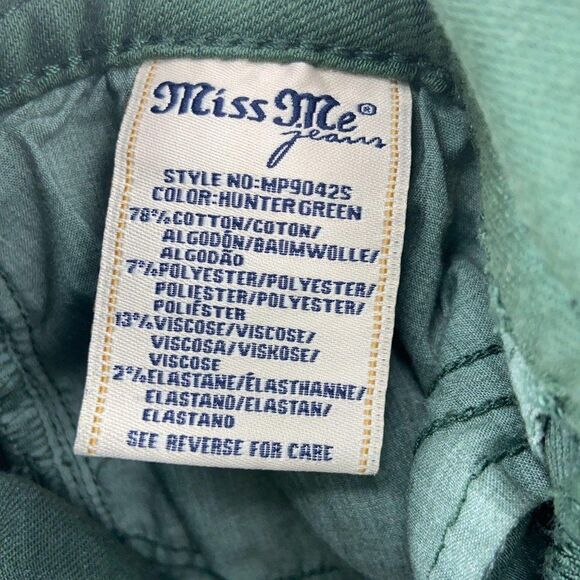 $100 Hunter Green Skinny Jeans Miss Me NWT - Picture 8 of 11